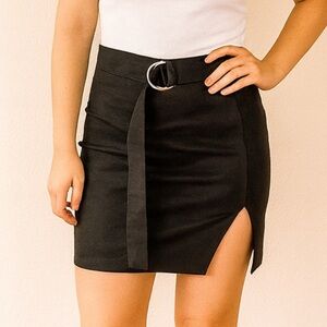 Salty Faux Suede Midi Belted Skirt